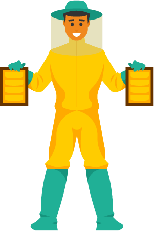 Beekeeper Holding Honeycombs