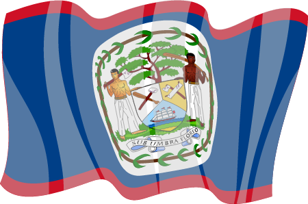 Belize National Flag Displayed in Motion