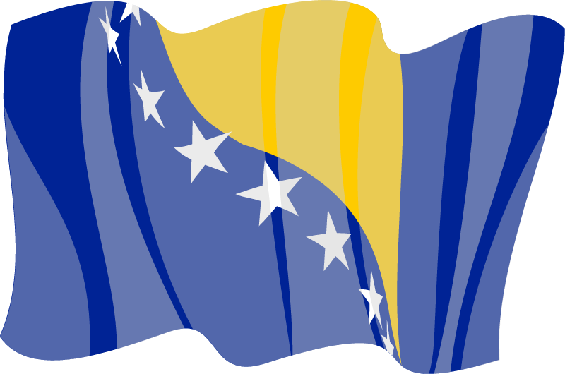 Bosnia and Herzegovina National Flag in Motion