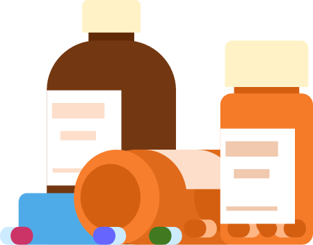 Bottles Containing Pills and Medicaments 