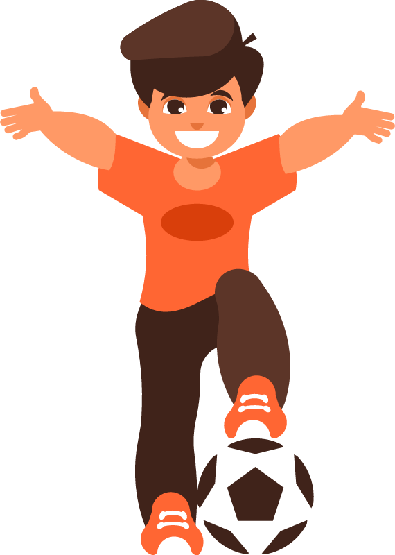 Boy Balancing on Football During Play
