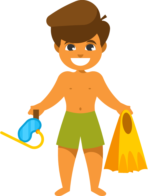 Boy Equipped with Snorkeling Gear