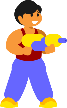 Boy Having Fun with Water Gun