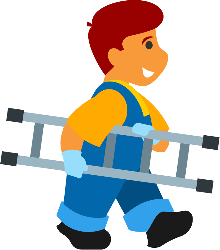 Boy Holding and Carrying a Ladder
