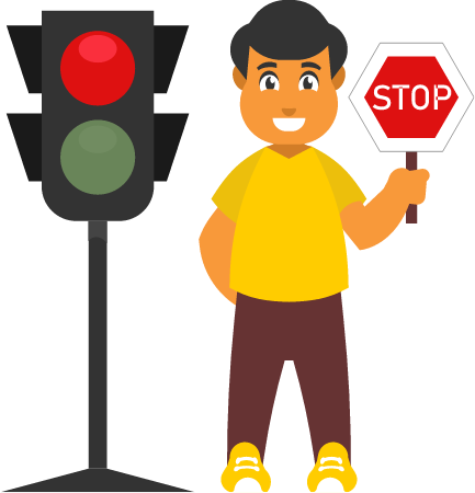 Boy Holding Traffic Stop Sign