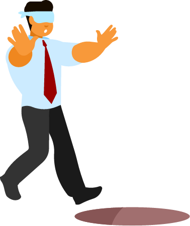 Blindfolded Businessman Near a Hole