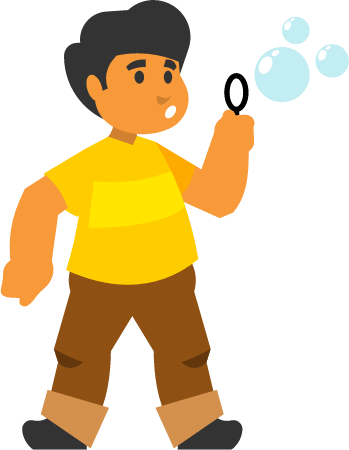 Boy Playing with Soap Bubble Ring