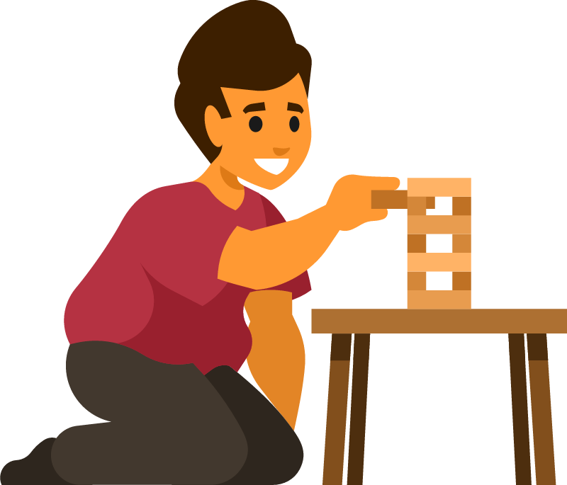 Boy Playing Wooden Tower Game