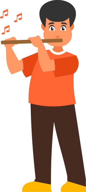 Boy Practicing on a Flute