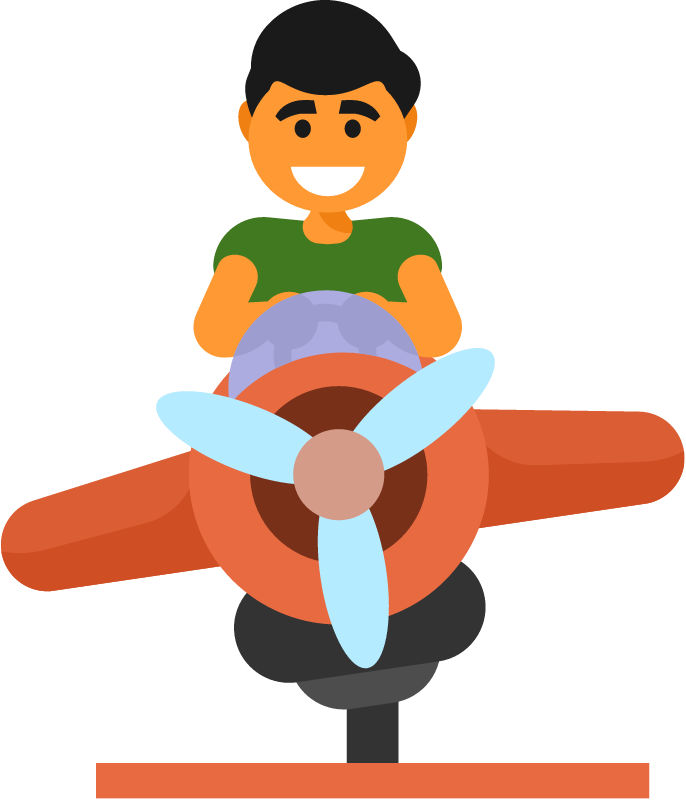 Boy Pretending to Fly in a Toy Plane