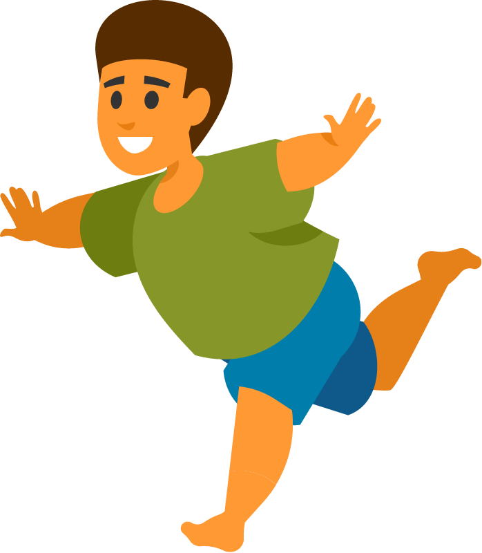 Boy running with arms spread like an airplane