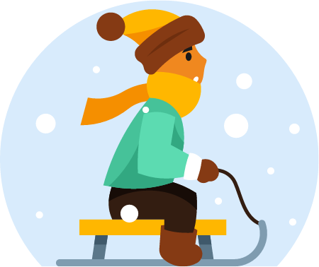 Boy Sitting on a Sled Ready to Ride