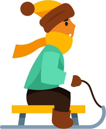 Boy Sitting on a Sled Ready to Ride