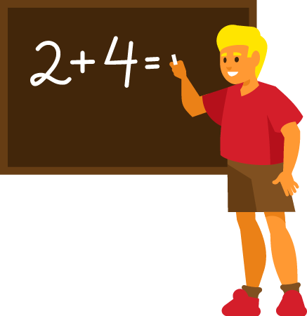 Boy Solving Math Problem on Blackboard