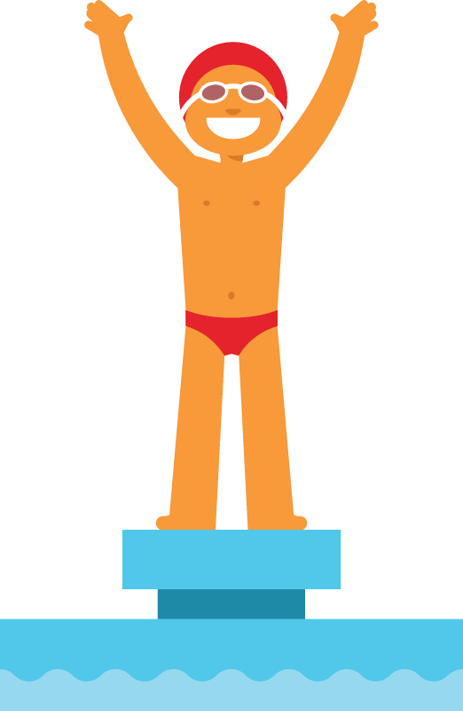 Boy Swimmer Preparing to Dive