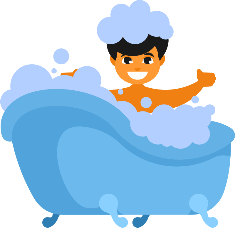 Boy Taking a Bath in Foam