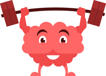 Brain Character Lifting Barbell to Show Strength