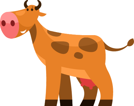 Brown Cow Drawn in Cartoon Style