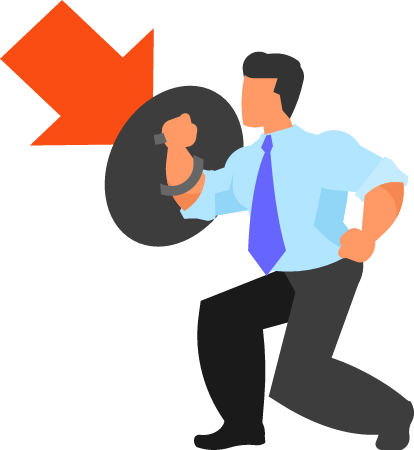 Businessman Defending Himself with Protective Shield