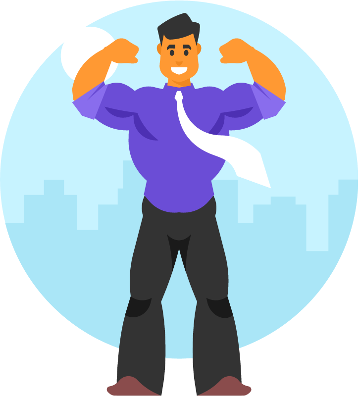 Businessman Flexing Muscles to Represent Power