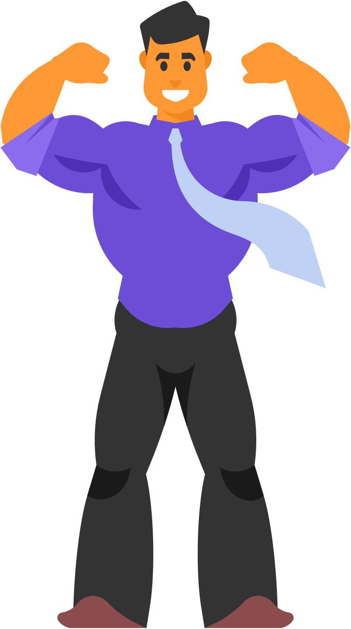 Businessman Flexing Muscles to Represent Power