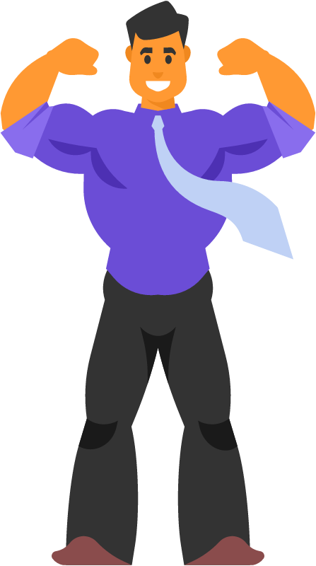 Businessman Flexing Muscles to Represent Power