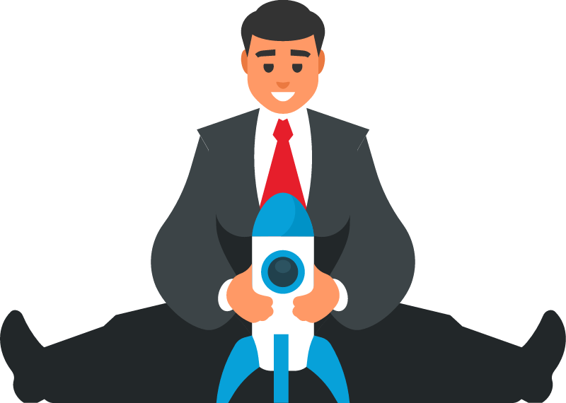 Businessman Holding Rocket to Symbolize Growth and Startup