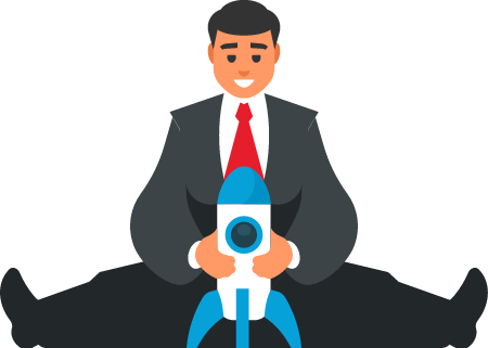 Businessman Holding Rocket to Symbolize Growth and Startup