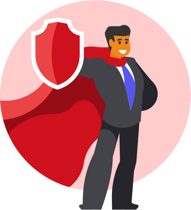 Businessman in Heroic Pose with Superhero Cloak