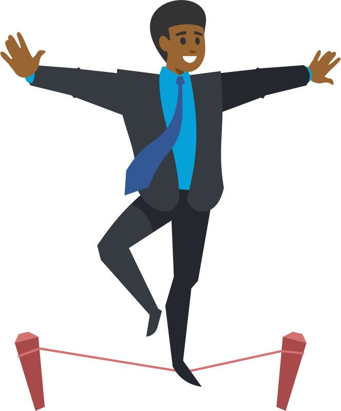 Businessman Maintaining Balance Walking Tightrope