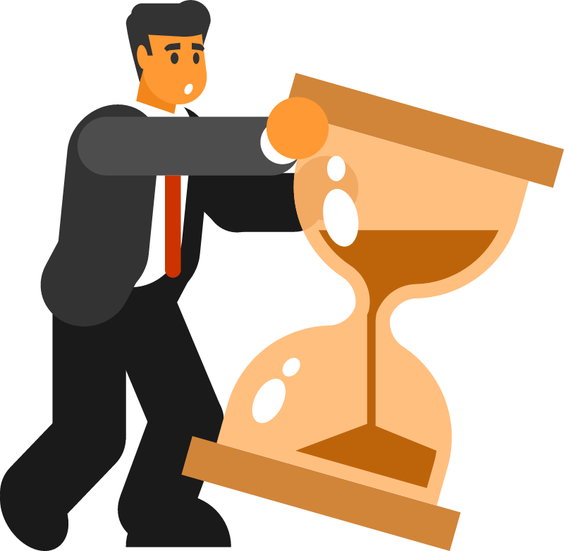 Businessman Managing Time with Hourglass Symbol