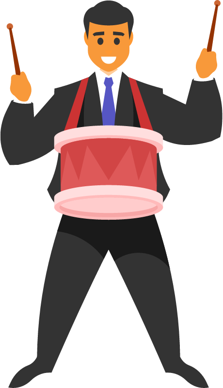 Businessman Playing Drums During Presentation