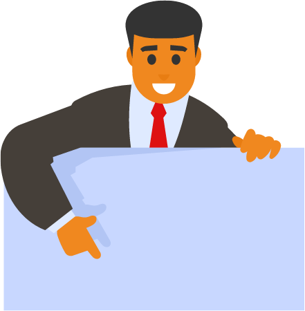 Businessman Presenting on Blank board