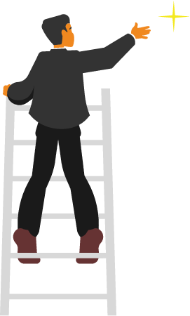 Businessman Reaching Skyward for Aspirations