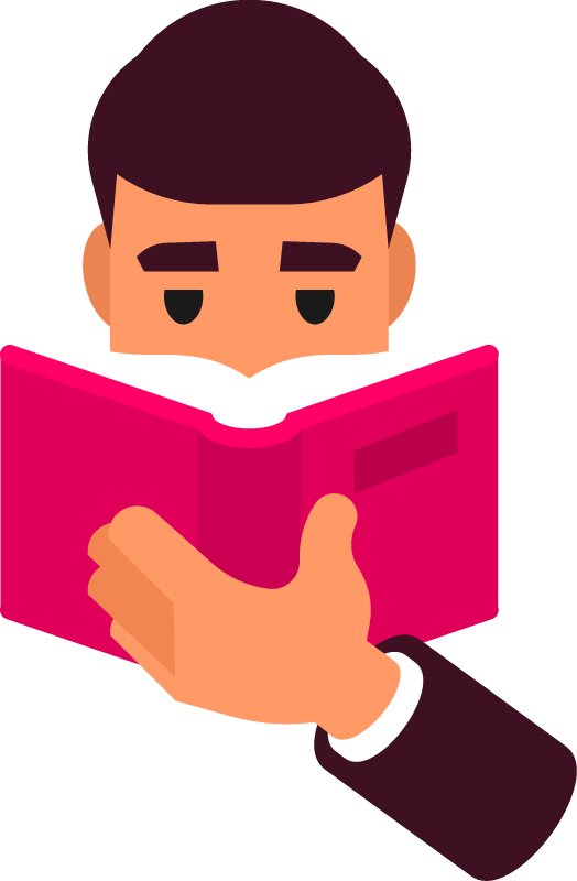 Businessman Reading Inspirational Book with Pink Cover