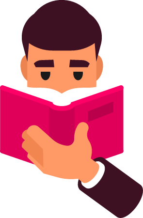 Businessman Reading Inspirational Book with Pink Cover