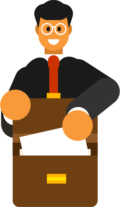 Businessman Reviewing Documents Inside Briefcase