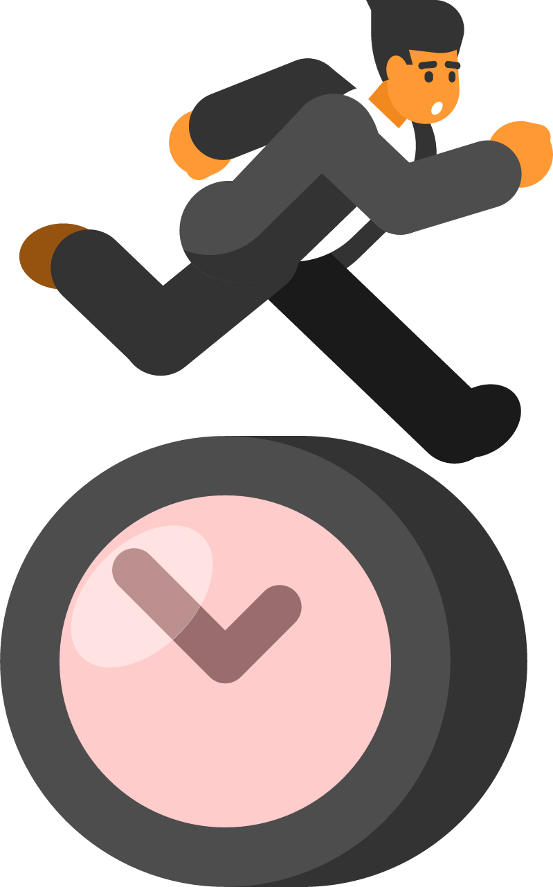Businessman Running Against Deadline Clock
