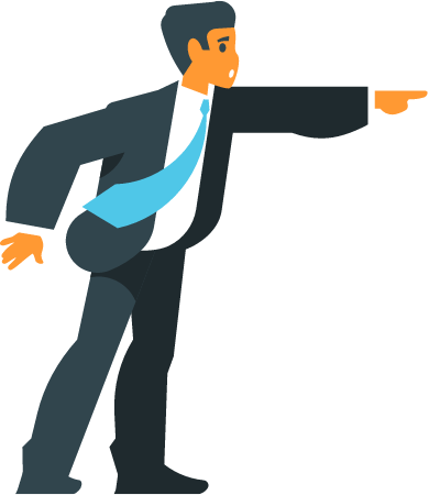 Businessman Standing on Arrow Giving Clear Directions
