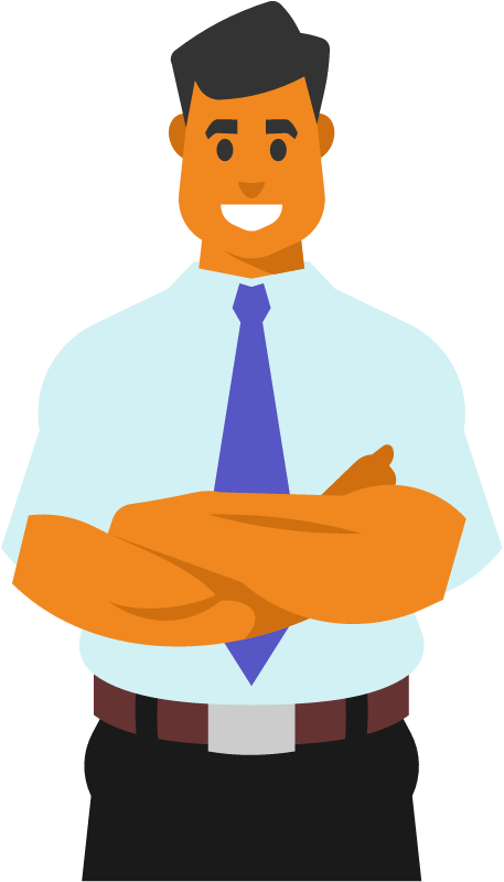 Businessman Standing Proudly with Crossed Arms
