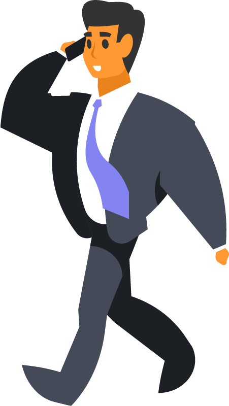 Businessman Walking and Communicating on Mobile Phone