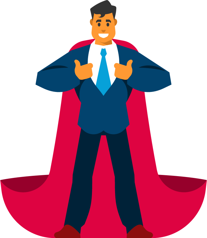 Businessman Wearing Superhero Cape Confidently