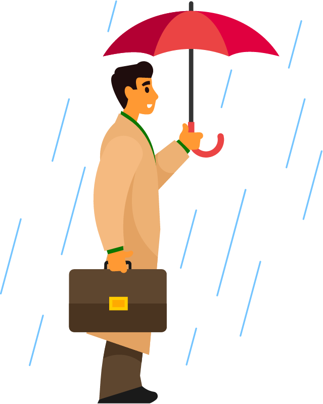 Businessman with an Umbrella Under Rain