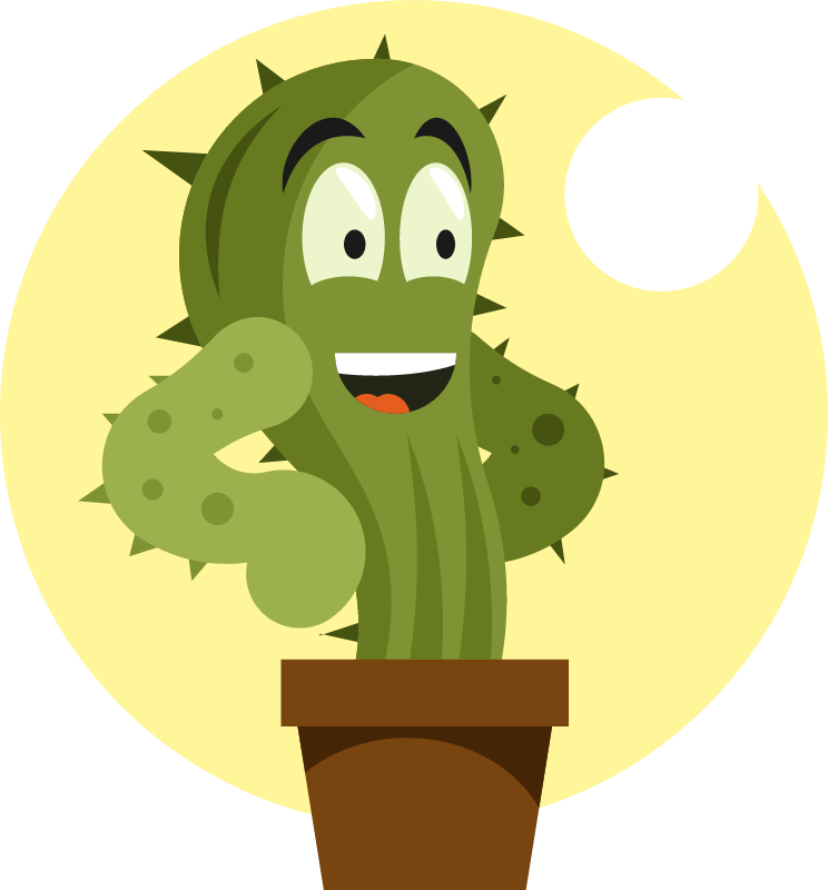 Cartoon Cactus with Laughing Expression