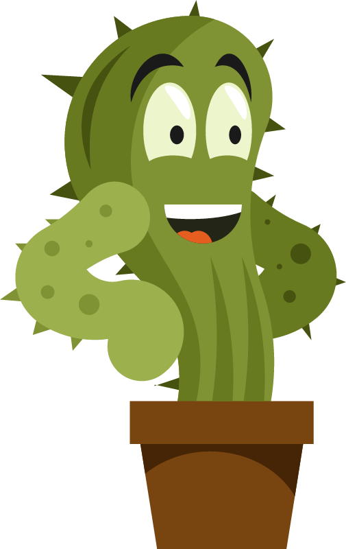 Cartoon Cactus with Laughing Expression