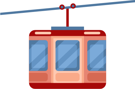 Cartoon Gondola Lift for Skiers