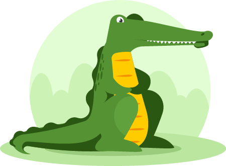 Cartoon Green Crocodile Character Sitting Calmly