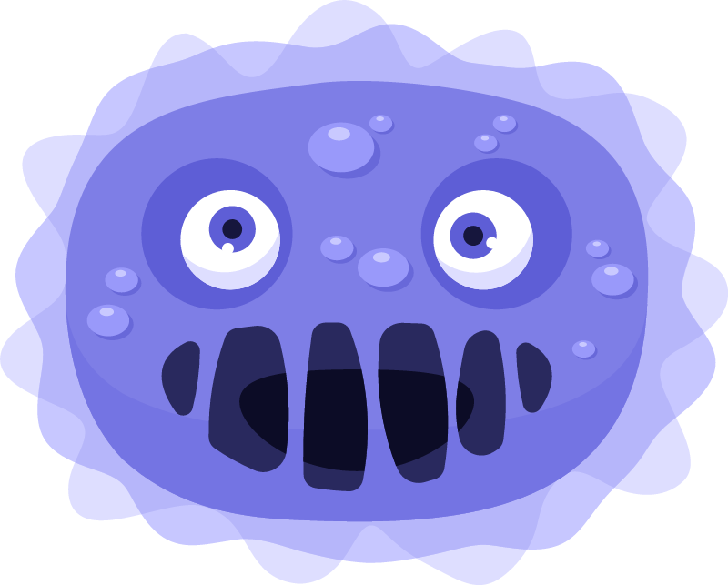 Cartoon Virus with Evil Expression