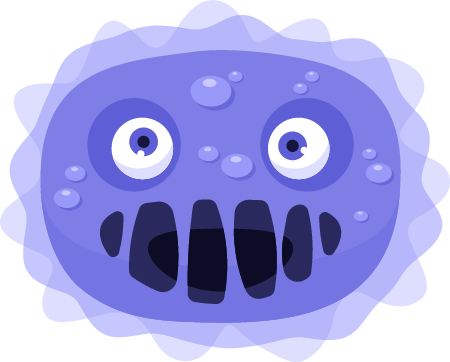 Cartoon Virus with Evil Expression