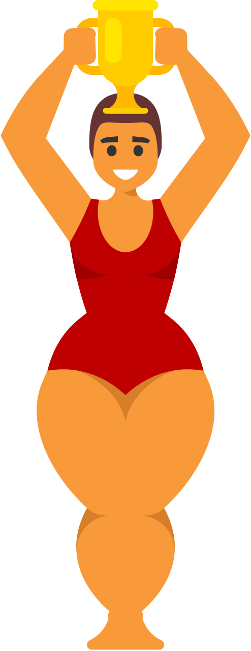 Champion Swimmer Holding Trophy